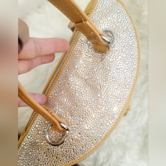 STEVE MADDEN STEVE MADDEN KARMENN CROSSBODY BAG, TAN & SILVER RHINESTONES - Picture 11 of 17